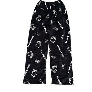 "NEW" Sanrio Hello Kitty Black Fleece Sleepwear Pajama Pants Ladies Sz 3 Junior